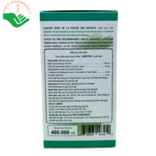 Viên uống giải độc và hạ men gan Organika Liver Pro