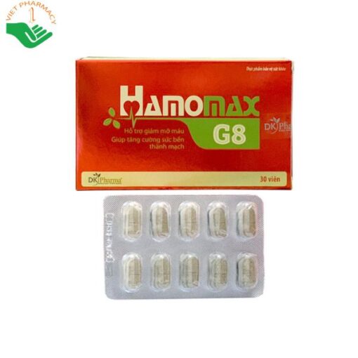 Viên uống Hamomax G8 - Hỗ trợ điều trị mỡ máu, gan nhiễm mỡ, huyết áp cao