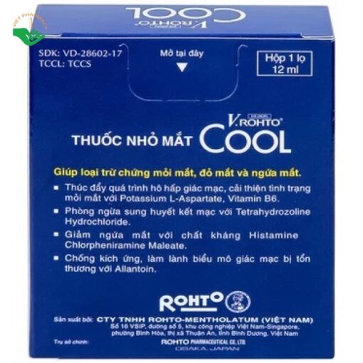 Dung dịch nhỏ mắt V.Rohto Cool trị mỏi mắt, ngứa mắt