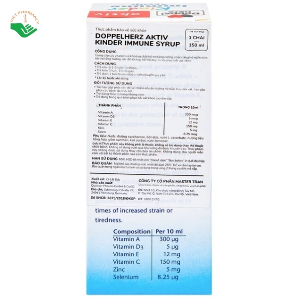 Siro Kinder Immune - cung cấp các vitamin và khoáng chất