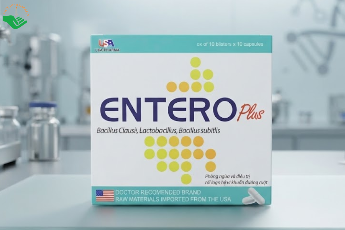 Men vi sinh Entero Plus bổ sung lợi khuẩn (10 vỉ x 10 viên)