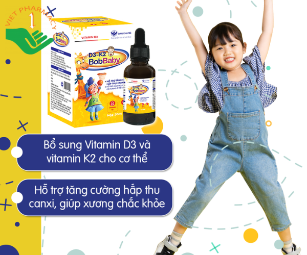 Hỗ trợ hấp thu Canxi, ngừa còi xương BobBaby D3-K2