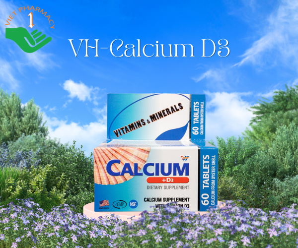 Viên uống hỗ trợ xương chắc khỏe VH-Calcium D3 (Hộp 60 viên)