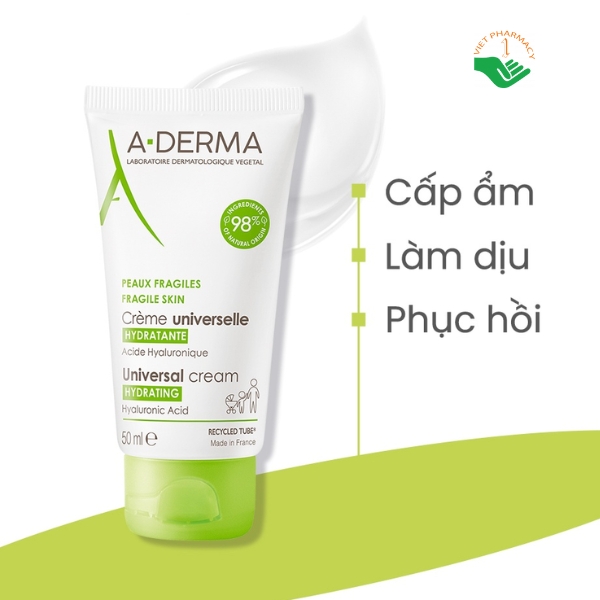 Kem dưỡng ẩm cho da nhạy cảm A-Derma Universal Cream Hydrating