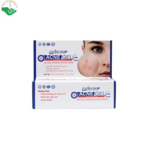 Hỗ trợ ngăn ngừa mụn, giảm mụn, mờ thâm Zaderma Acne Gel 24h (Tuýp 20g)