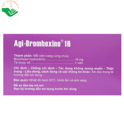 Thuốc Agi bromhexine 16 điều trị bệnh đường hô hấp hiệu quả (3 vỉ x 10 viên)