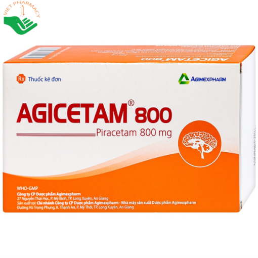 Thuốc Agicetam 800mg cải thiện chứng chóng mặt (10 vỉ x 10 viên)