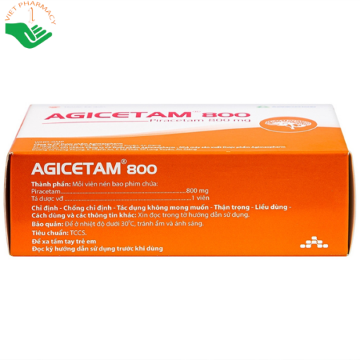 Thuốc Agicetam 800mg cải thiện chứng chóng mặt (10 vỉ x 10 viên)