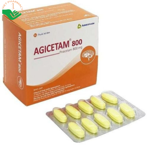 Thuốc Agicetam 800mg cải thiện chứng chóng mặt (10 vỉ x 10 viên)