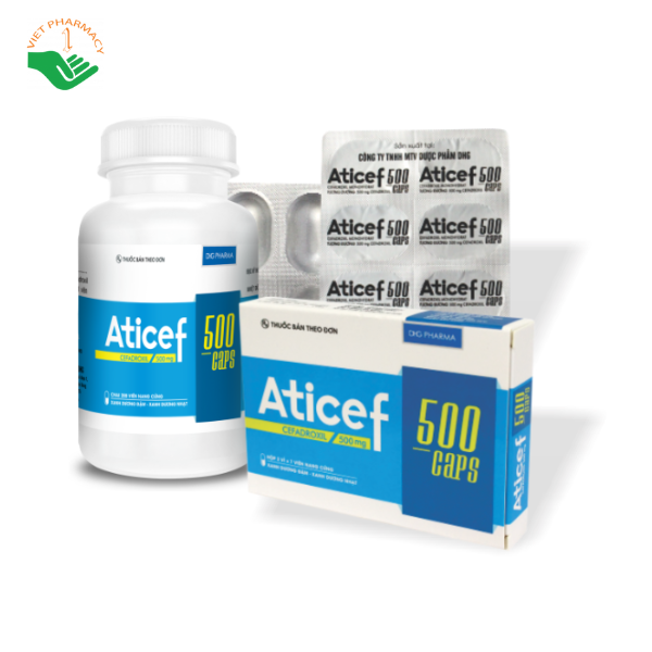 aticef-500mg-1 Thuốc trị nhiễm khuẩn từ nhẹ đến vừa Aticef 500mg Caps