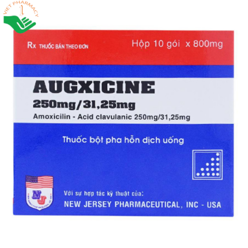Thuốc Augxicine 250mg/ 31.25mg điều trị nhiễm khuẩn (10 gói)