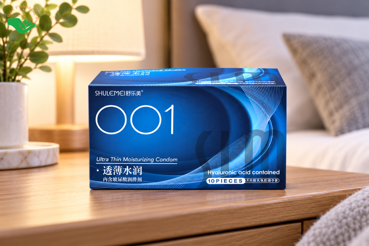 ao cao su siêu mỏng 001mm SLM Hyaluronic acid contained (Hộp 10 BCS)