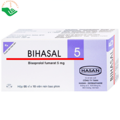 Thuốc Bihasal 5mg Hasan điều trị tăng huyết áp, đau thắt ngực, suy tim mạn tính ổn định (5 vỉ x 10 viên)