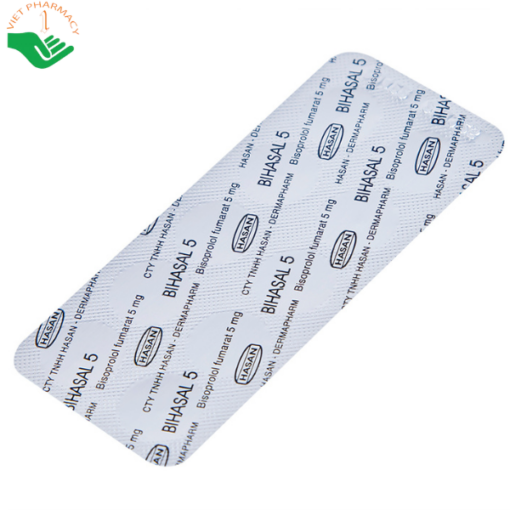 Thuốc Bihasal 5mg Hasan điều trị tăng huyết áp, đau thắt ngực, suy tim mạn tính ổn định (5 vỉ x 10 viên)