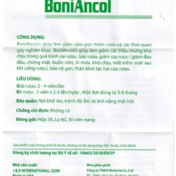 BoniAncol hỗ trợ cai rượu, giải rượu, bảo vệ gan