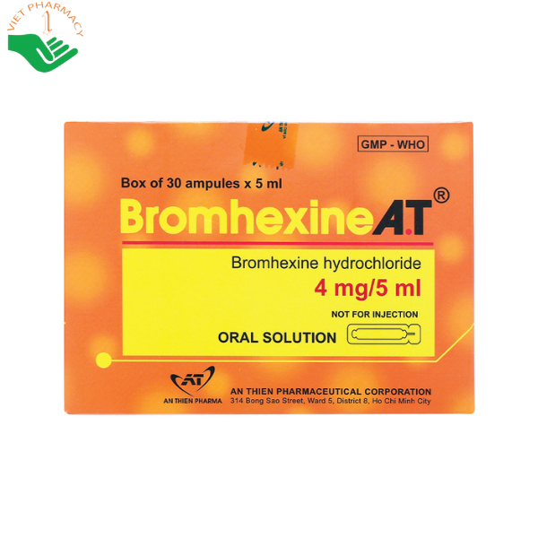 Thuốc Bromhexine 4mg 5ml làm loãng đờm nhiễm khuẩn đường hô hấp (30 ống)