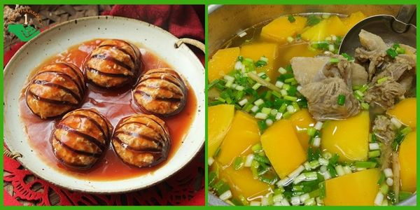 Cà tím lồng đèn và canh sườn bò hầm đu đủ cho buổi tối