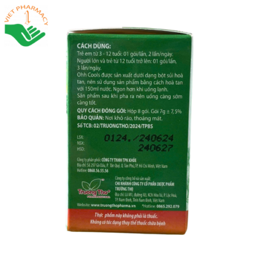 Bột sủi thanh nhiệt Ohh Cools (Hộp 8 gói bột sủi x 7g)