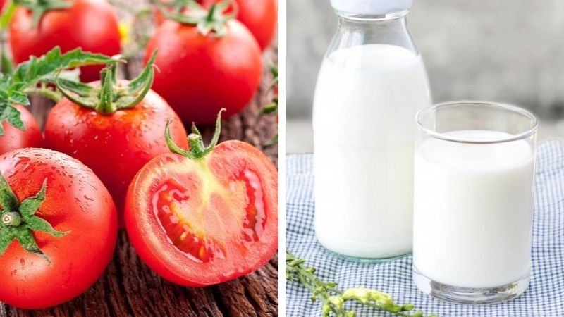 Làm trắng da bằng cà chua và sữa tươi không đường