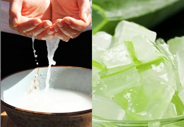 Làm trắng da bằng nước vo gạo và nha đam cho làn da khô