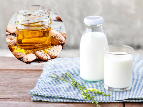 Loại bỏ quầng thâm ở mắt bằng dầu hạnh nhân và sữa tươi không đường