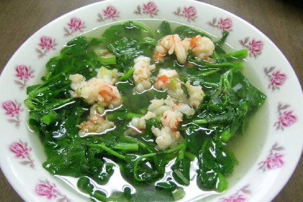 Canh cải xoong nấu tôm