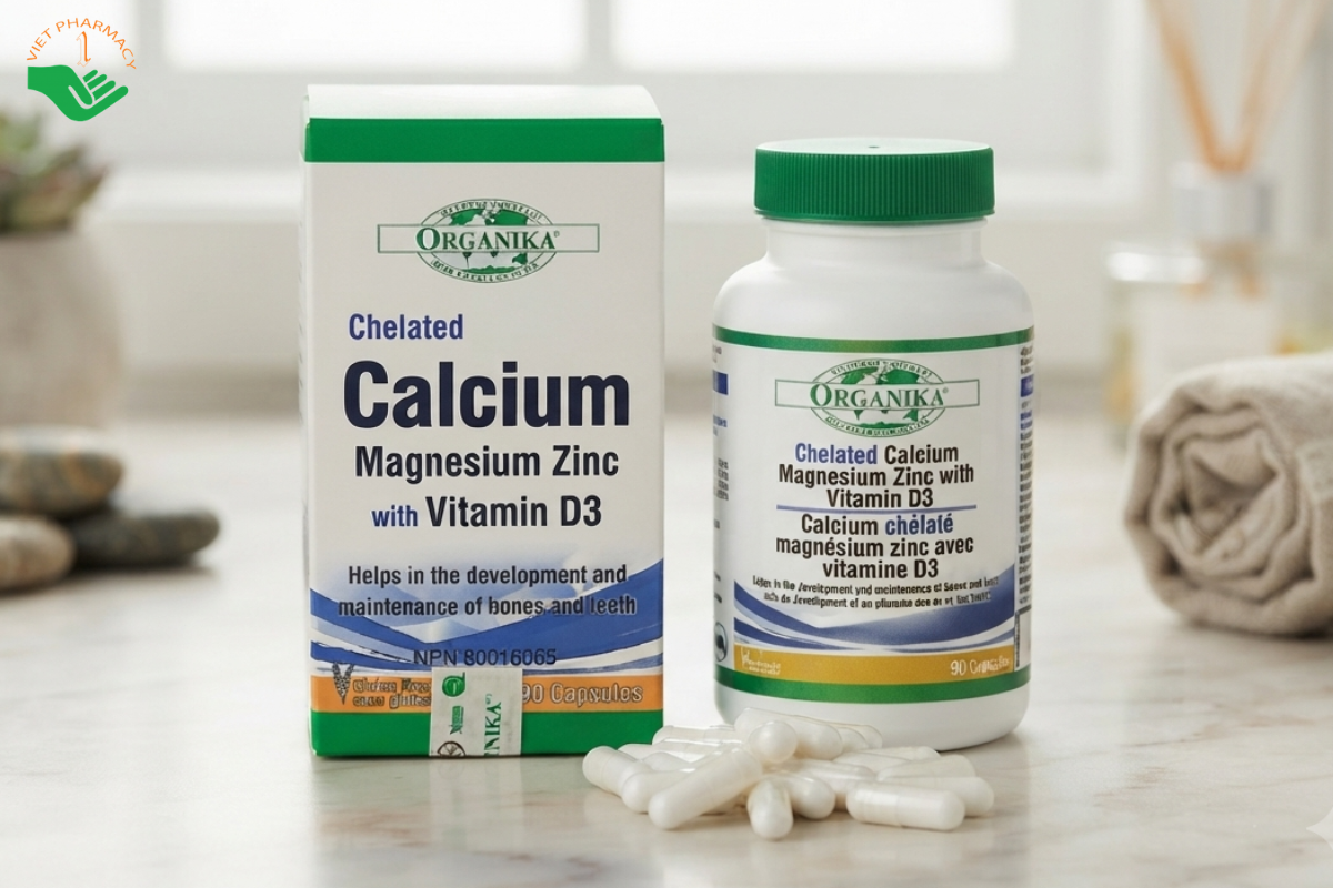 Canxi D3 ORGANIKA Calcium Magnesium Zinc D3 hỗ trợ giảm nguy cơ loãng xương, giúp cho xương chắc khỏe (Hộp 60 viên)