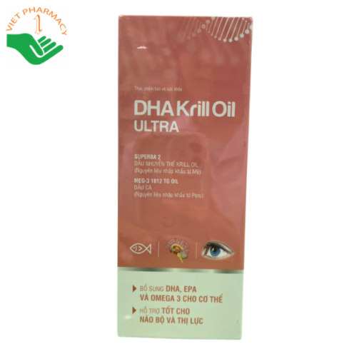 Viên uống bổ sung DHA, EPA, Omega-3, hỗ trợ não bộ và thị lực DHA Krill Oil Ultra (Hộp 60 viên)