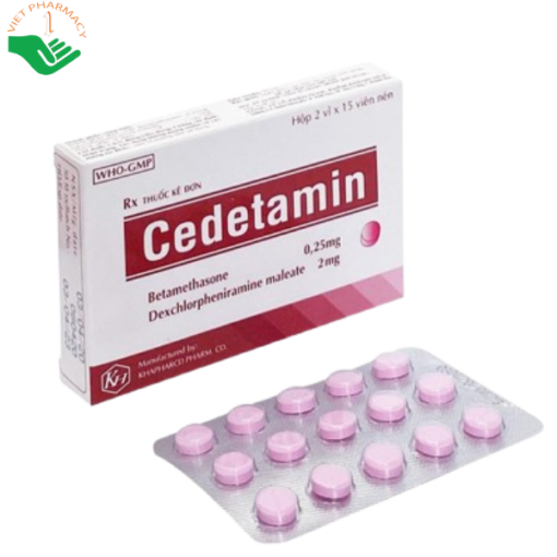 Thuốc Cedetamin hỗ trợ điều trị viêm mũi dị ứng, mày đay (2 vỉ x 15 viên)