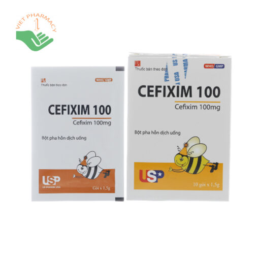 Thuốc Cefixim 100 USP điều trị nhiễm khuẩn (10 gói x 1.5g)