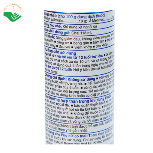 Chai xịt Salonpas Jet Spray Hisamitsu giảm đau, kháng viêm do căng cơ, bong gân (118ml)