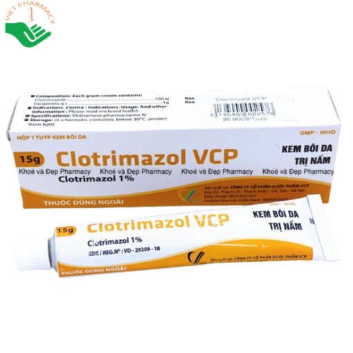 Thuốc Clotrimazol VCP 1% điều trị nhiễm nấm hiệu quả 15g