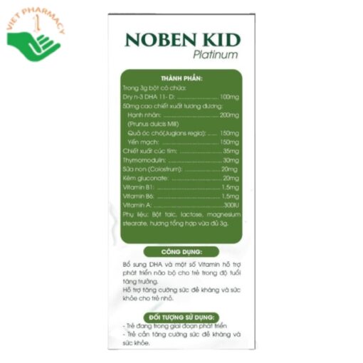 Cốm Noben Kid hỗ trợ dưỡng chất cho não bộ trẻ