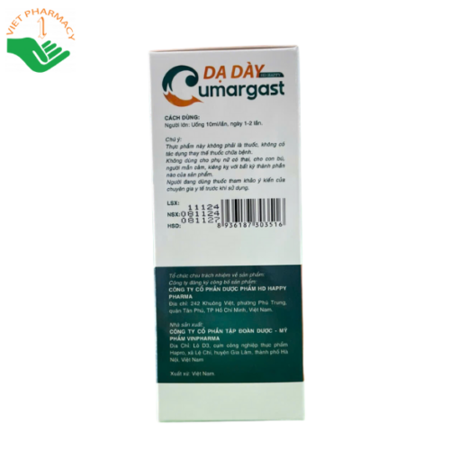 Thực phẩm bảo vệ sức khỏe dạ dày HD Happy Cumargast (hộp 20 gói x 10ml)