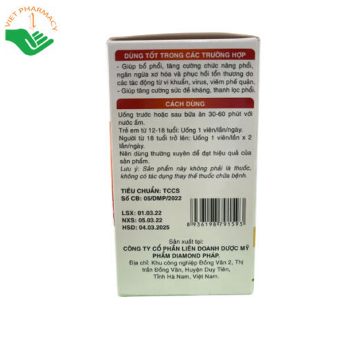 Viên uống Virpharm bổ phổi Diamond 30 viên