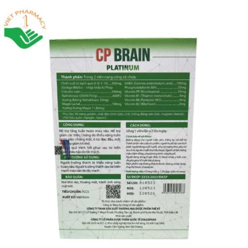 CP BRAIN PLATINUM Hỗ trợ tăng tuần hoàng máu não