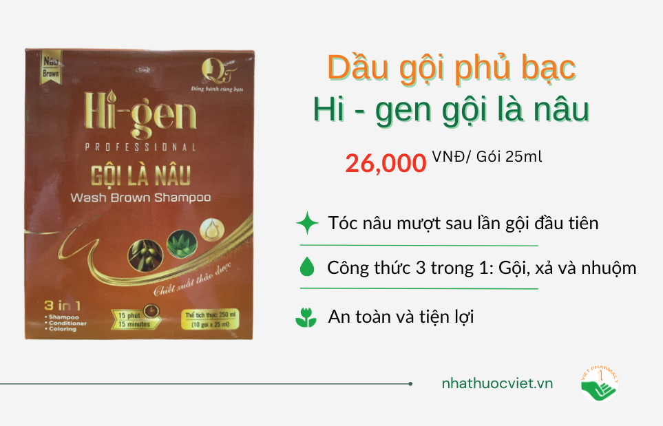 Dầu gội phủ bạc Hi - gen gội là nâu