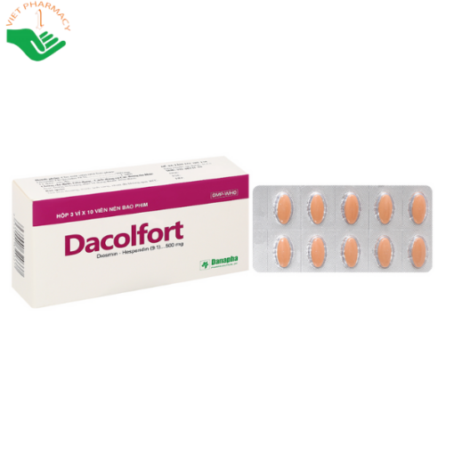 Thuốc Dacolfort 500mg điều trị triệu chứng suy tĩnh mạch, mạch bạch huyết (3 vỉ x 10 viên)