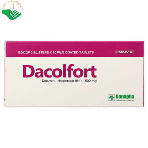 Thuốc Dacolfort 500mg điều trị triệu chứng suy tĩnh mạch, mạch bạch huyết (3 vỉ x 10 viên)