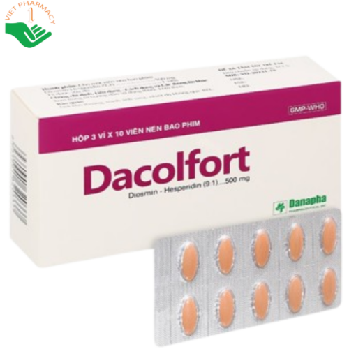 Thuốc Dacolfort 500mg điều trị triệu chứng suy tĩnh mạch, mạch bạch huyết (3 vỉ x 10 viên)