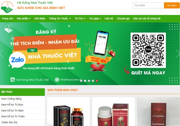 Đặt hàng trên website nhathuocviet.com
