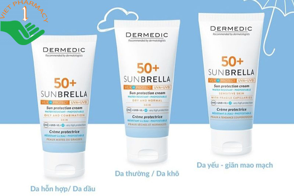 Kem chống nắng dành cho da dầu và mụn Dermedic SUNBRELLA Sun Protection Cream Oily and Combination Skin SPF 50+