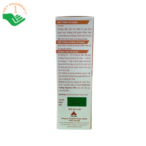 Nước súc miệng Myphos Kids (hộp 1 lọ 350ml)