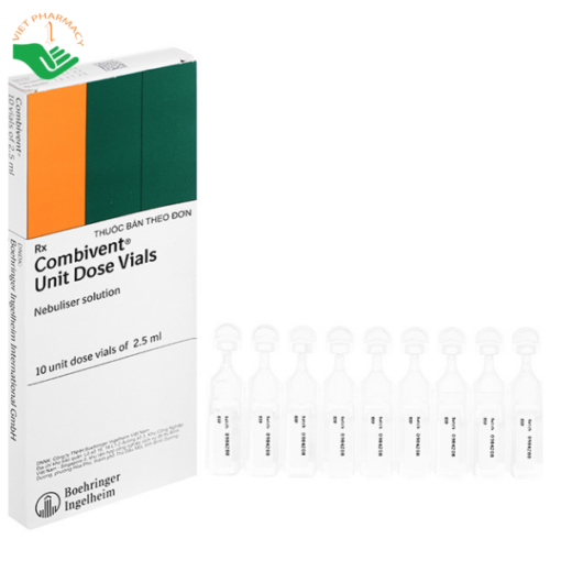 Dung dịch khí dung Combivent Boehringer kiểm soát co thắt phế quản (1 vỉ x 10 ống)