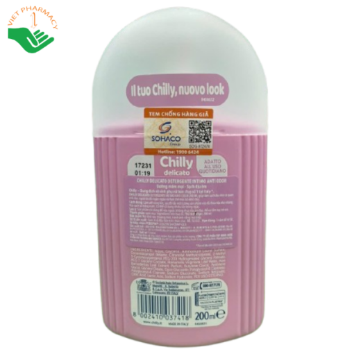 Dung dịch vệ sinh phụ nữ Chilly Delicato dưỡng mềm mại, sạch dịu êm