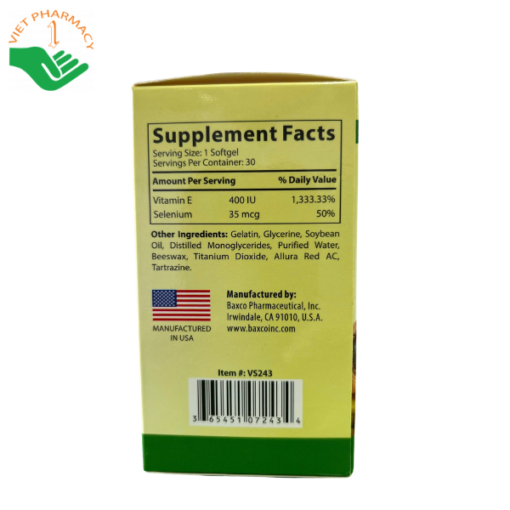 Thực phẩm bảo vệ sức khỏe Ubb Vitamin E & Selenium (Hộp 30 viên)