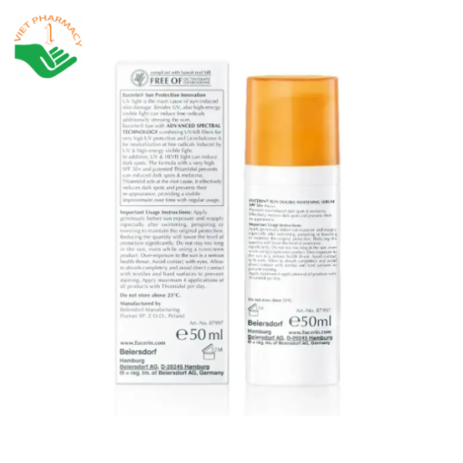 Tinh chất chống nắng dưỡng trắng da Eucerin Sun Double Whitening Serum SPF 50+ 50ml