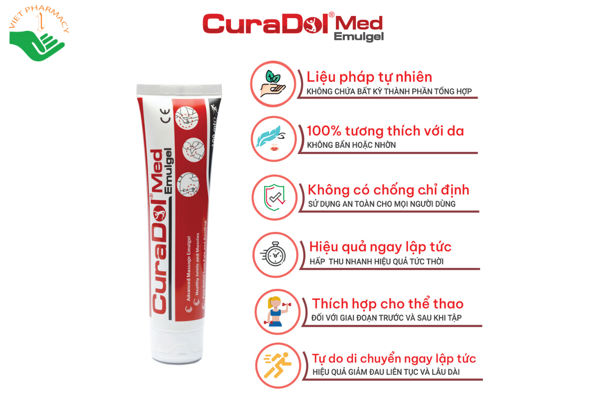 Gel bôi CuraDol®Med Emulgel giảm đau xương khớp và chấn thương (Tuýp 100ml)