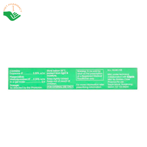 Gel trị mụn Acnedap Gel Dapsone Gel IP 5% Cipla điều trị mụn trứng cá (tuýp 15g)