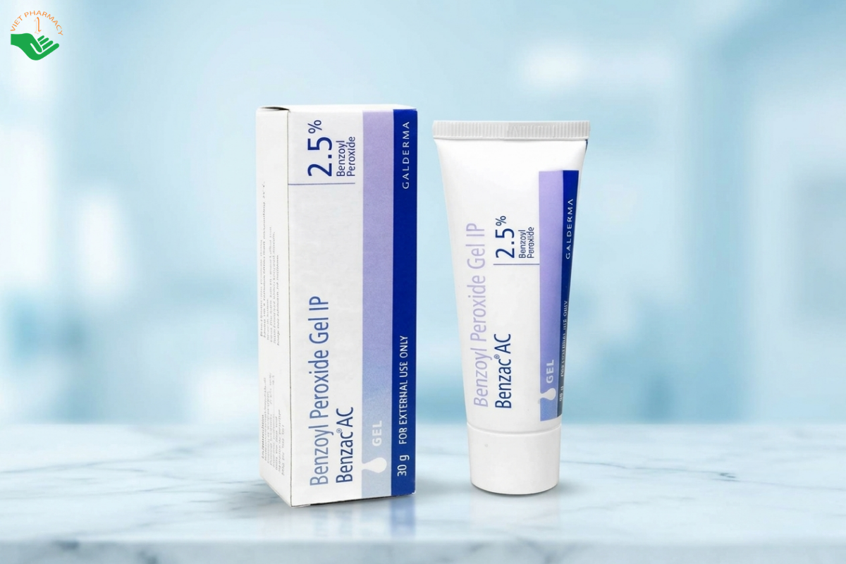 Gel trị mụn Benzoyl Peroxide IP 2.5% Benzac AC Galderma